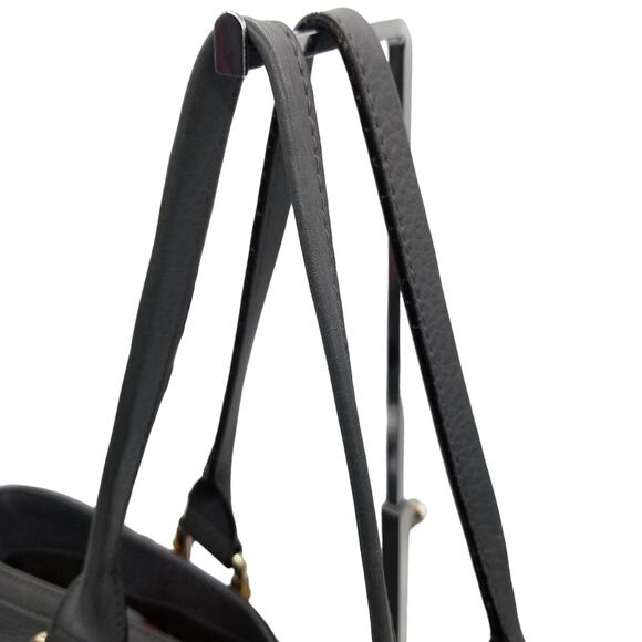 GUCCI Gray Leather Tote Large Bamboo Goldtone Double Strap - Picture 7 of 16